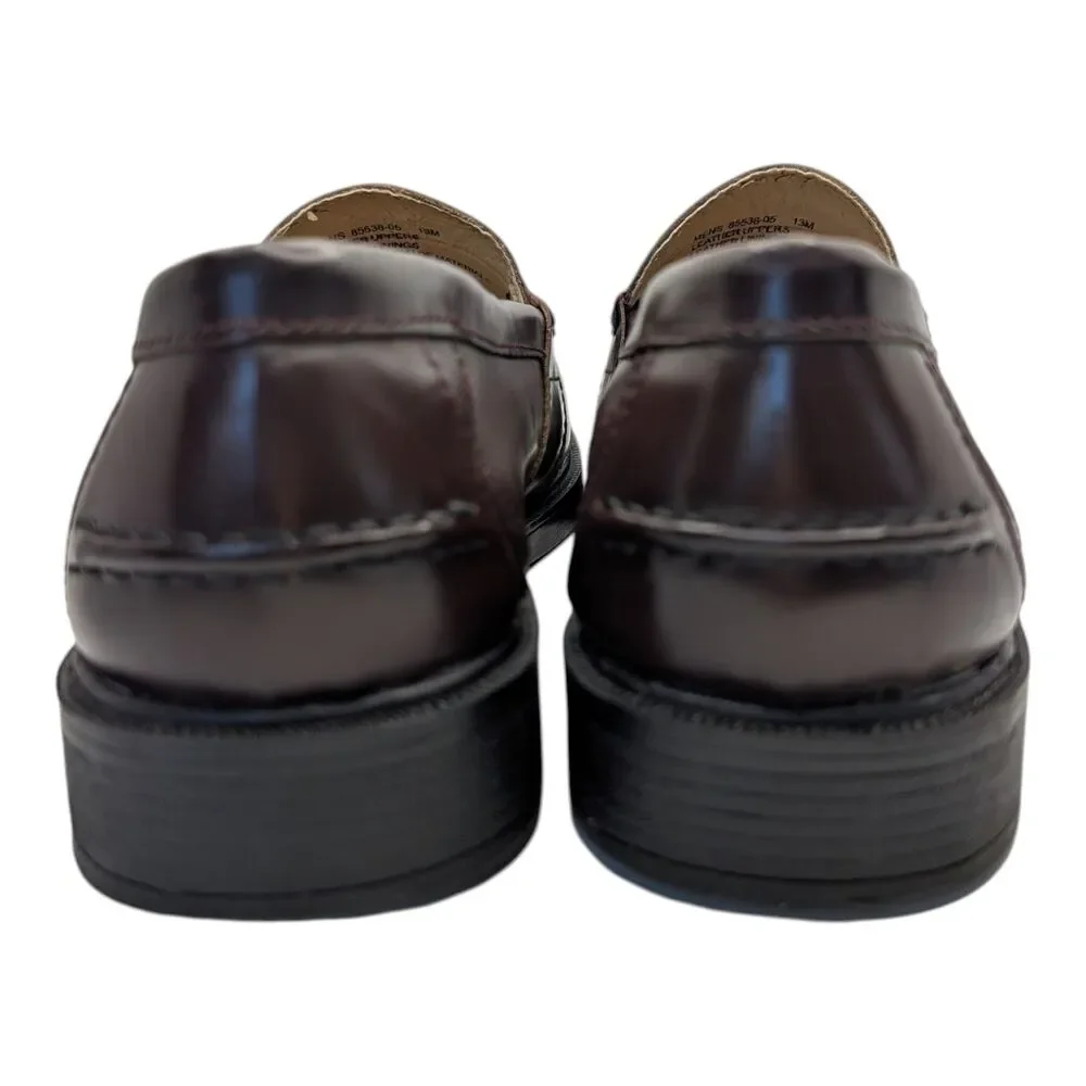 NUNN BUSH Men's Lincoln Moc Toe Penny Loafer Shoes Burgundy Brown Leather 13